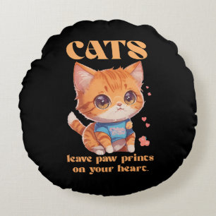 cute kitty love round cushion
