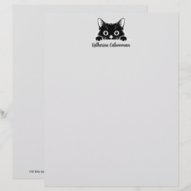 Cute Kitty Minimalistic Design - CAT 1 Custom Letterhead (Front/Back)