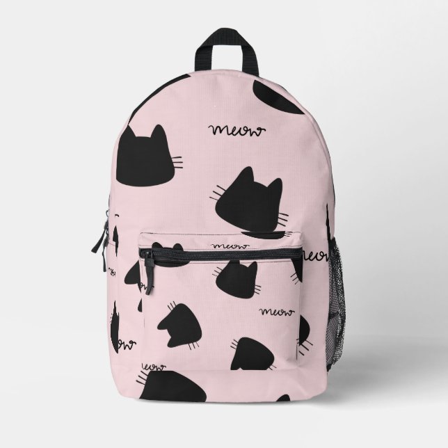 cute kitty pattern  printed backpack (Front)
