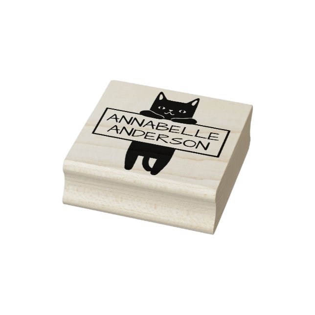 Cute Kitty Personalise Rubber Stamp (Stamp)