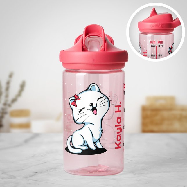 Cute Kitty Personalised Water Bottle with Timeline (Creator Uploaded)