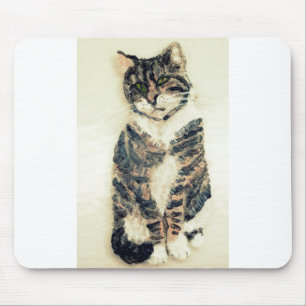 Cute Kitty Pet Portrait Tabby Cat Mouse Mat