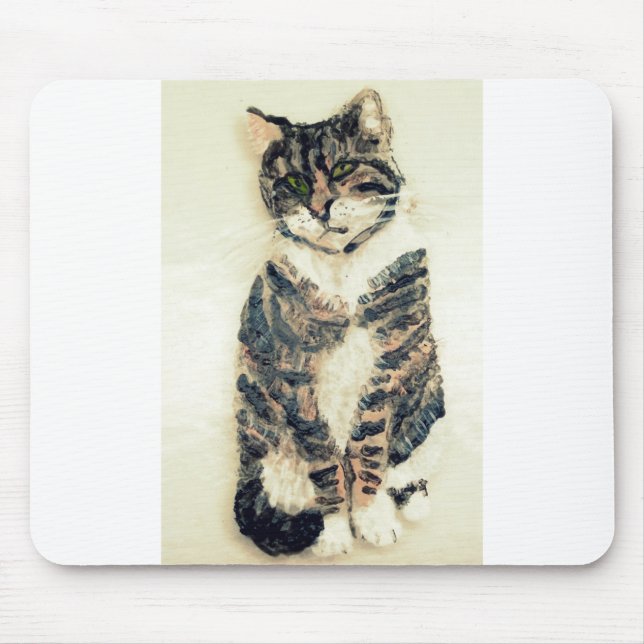 Cute Kitty Pet Portrait Tabby Cat Mouse Mat (Front)