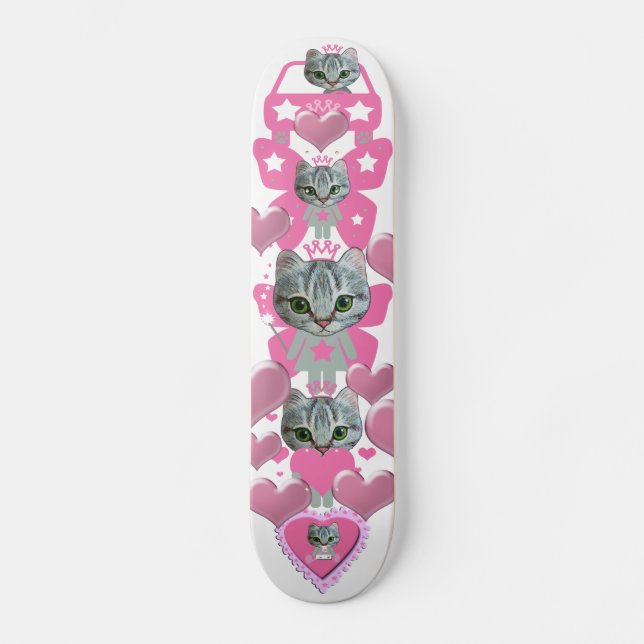 cute kitty pink skateboard (Front)