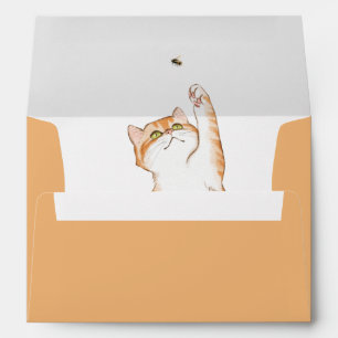 Cute Kitty Playing with a Bee Envelope