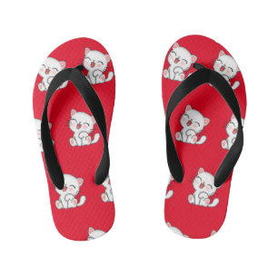 Cute kitty printed blue flip-flop kid's flip flops