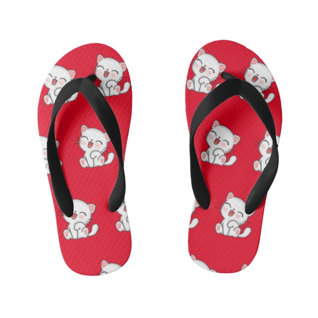 Cute kitty printed blue flip-flop  kid's flip flops (Footbed)