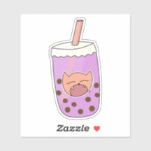 Cute Kitty Purple Taro Boba Bubble Tea