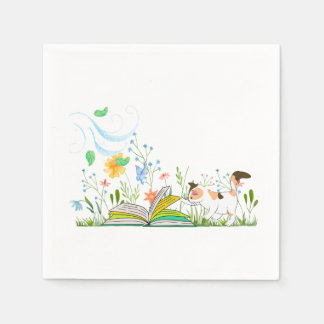 Cute Kitty Reading a Book. Napkin