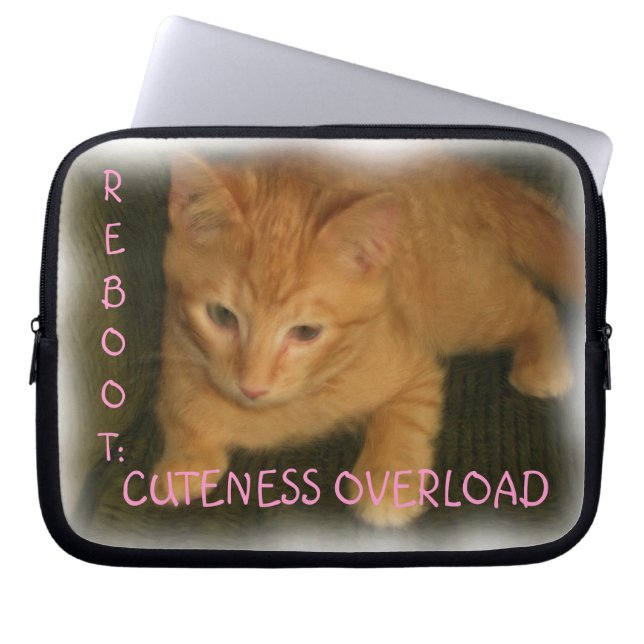 Cute Kitty "REBOOT: CUTENESS OVERLOAD" Laptop Case (Front)