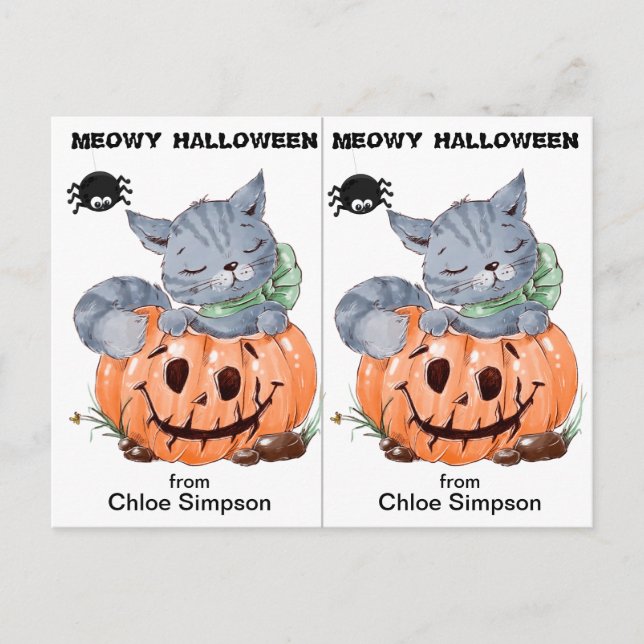Cute Kitty School Party Halloween Card (Front)