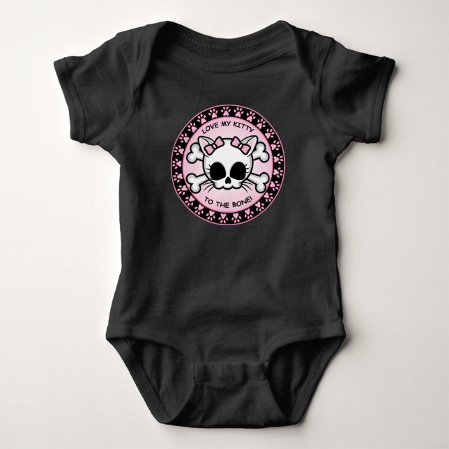Cute Kitty Skull Baby Bodysuit (Front)