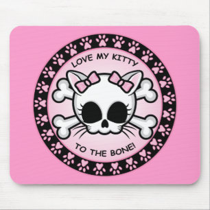 Cute Kitty Skull Mouse Mat