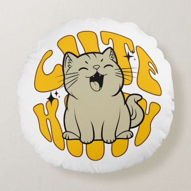 CUTE KITTY Small, 3.2 cm (1.25") Round Cushion (Front)