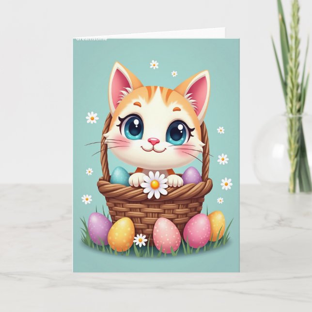 Cute Kitty Springtime Card (Front)