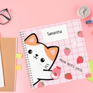 Cute Kitty Strawberry Notebook