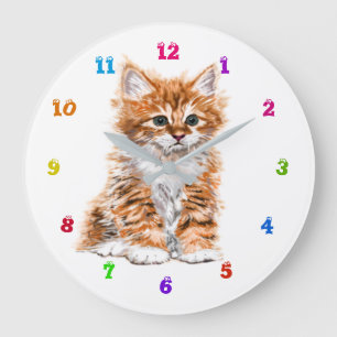 Cute Kitty - Sweet Baby Cat Large Clock