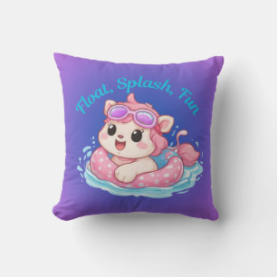 Cute Kitty Swimmer Design Throw Pillow