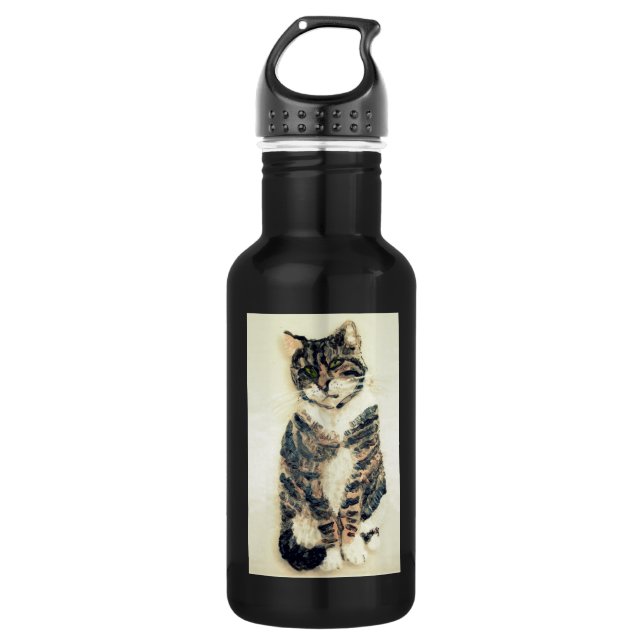 Cute Kitty Tabby Cat Art 532 Ml Water Bottle (Front)