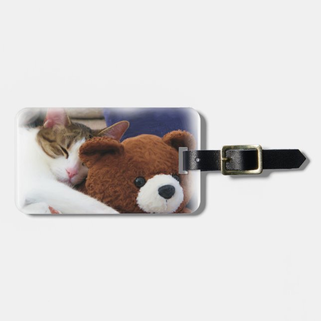Cute Kitty Teddy Bear Luggage Tag (Front Horizontal)