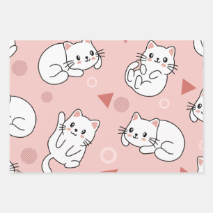 Cute kitty Valentine's Day 3 sheets wrapping paper