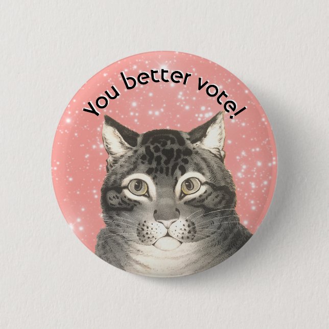 Cute Kitty Voting Button (Front)
