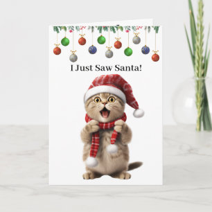 Cute Kitty Whimsical Cat Christmas Greeting Card