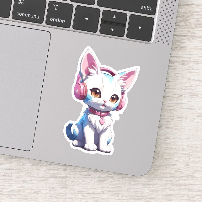Cute Kitty with Headphones Magic (Detail)