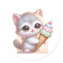 cute kitty with ice cream cone