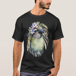 Cute Kiwi Bird Flower Crown Floral Exotic Birds T-Shirt