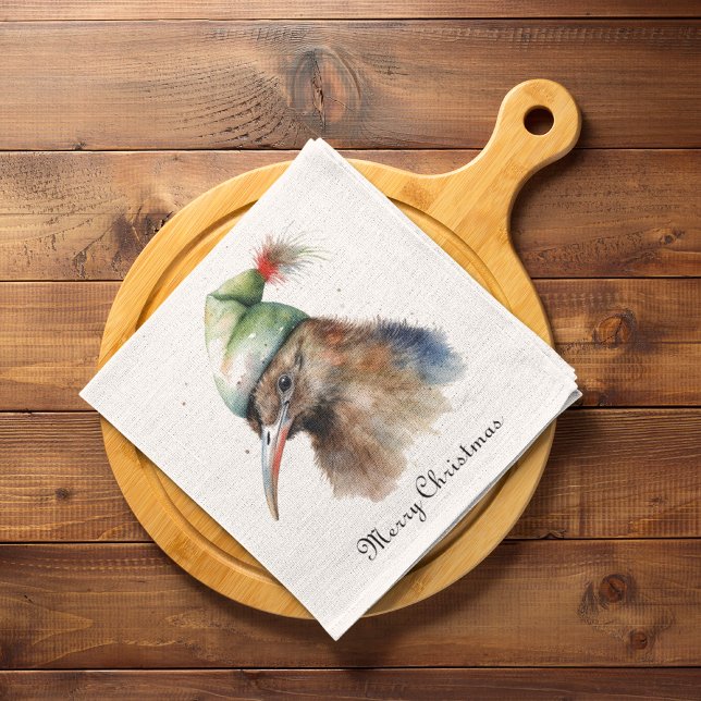 Cute Kiwi Bird in Christmas Elf Hat, custom Napkin (Creator Uploaded)