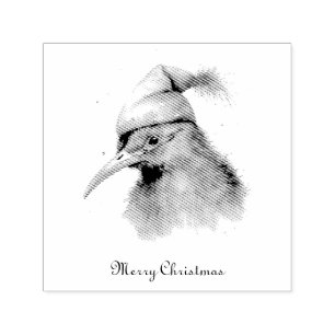 Cute Kiwi Bird in Christmas Elf Hat, custom Self-inking Stamp