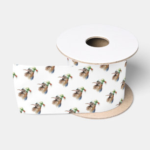 Cute Kiwi Bird in Christmas Elf Hat Satin Ribbon