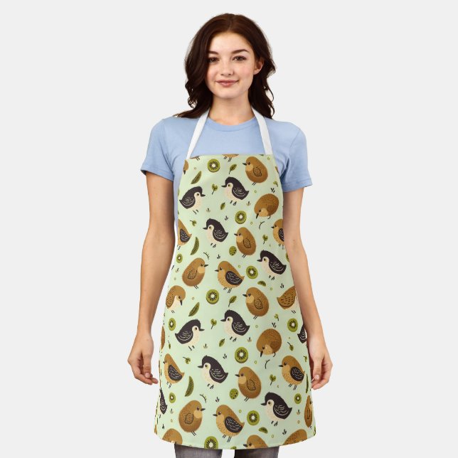 Cute Kiwi Birds Pattern Apron (Worn)
