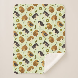 Cute Kiwi Birds Pattern Sherpa Blanket