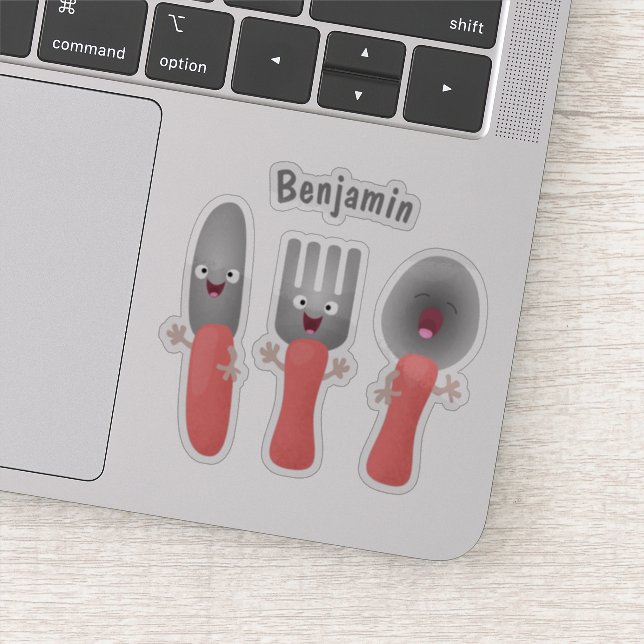 Cute knife fork and spoon cutlery cartoon (Detail)