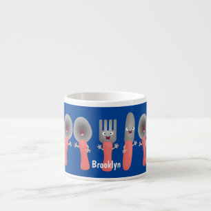 Cute knife fork and spoon cutlery cartoon espresso cup