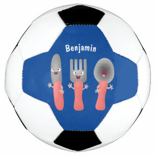 Cute knife fork and spoon cutlery cartoon football