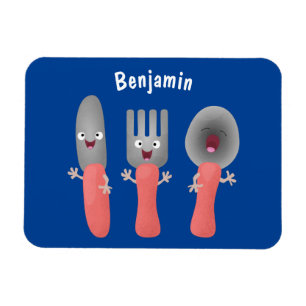 Cute knife fork and spoon cutlery cartoon magnet