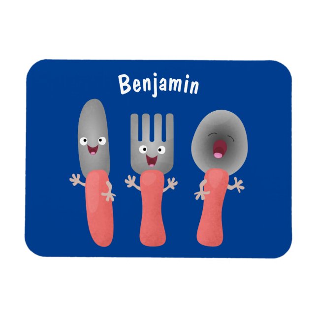 Cute knife fork and spoon cutlery cartoon magnet (Horizontal)