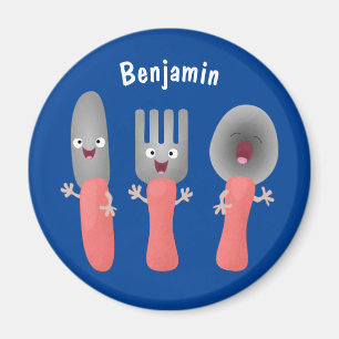 Cute knife fork and spoon cutlery cartoon magnet
