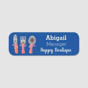 Cute knife fork and spoon cutlery cartoon name tag