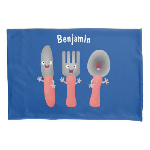 Cute knife fork and spoon cutlery cartoon pillowcase