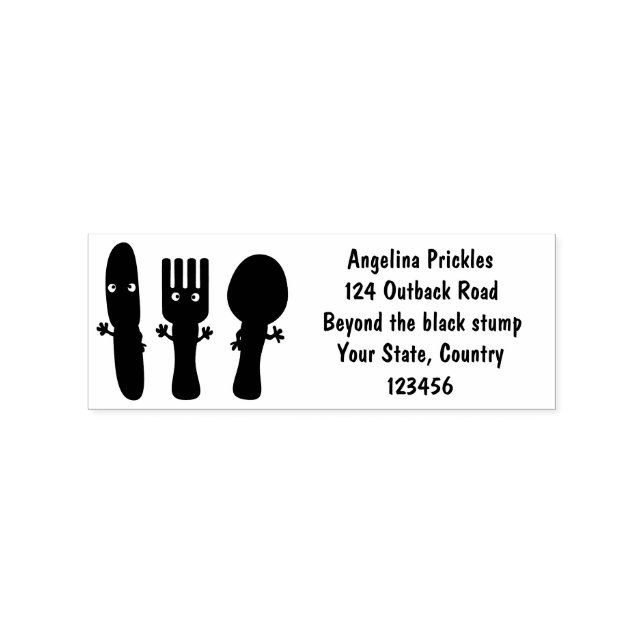 Cute knife fork and spoon cutlery cartoon rubber stamp (Imprint)