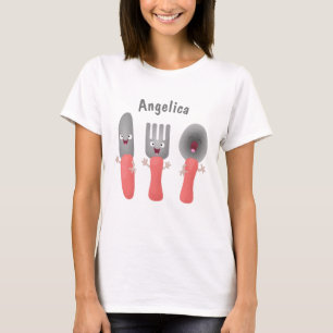 Cute knife fork and spoon cutlery cartoon T-Shirt