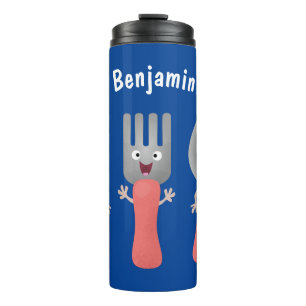 Cute knife fork and spoon cutlery cartoon thermal tumbler