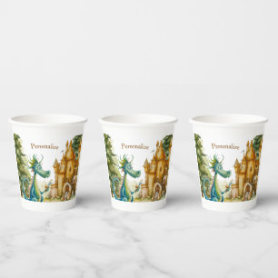 Cute Knight Dragon Castle Birthday Party Kids Paper Cups