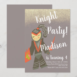 Cute Knight Party Doodle Invitation