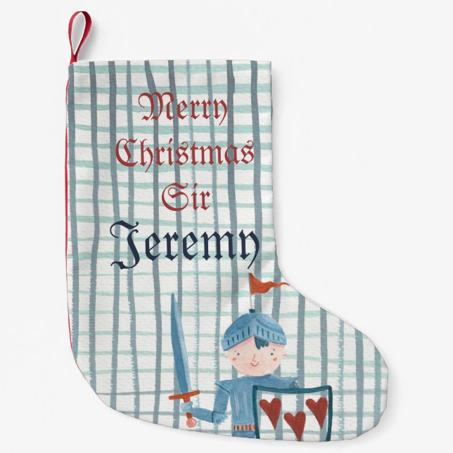 Cute Knight personalised Christmas Stocking (Front)