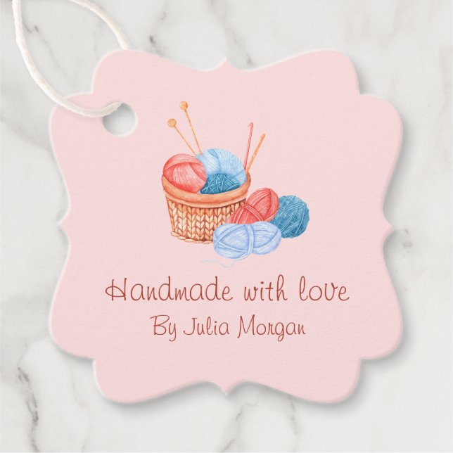 Cute Knit Homemade Hang Tag | Pink (Front)